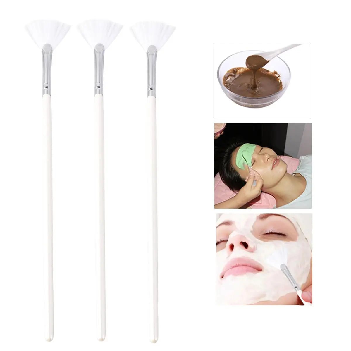 3 Pcs Shape for DIY Skin Care Mask Diy Brushes Fan Shape Mask Brushes Facials Skincare Smooth Coverage Beauty Tools - cikryna