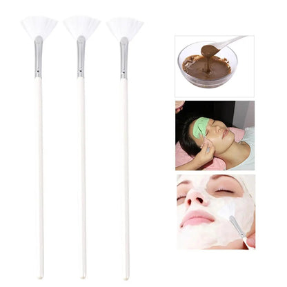 3 Pcs Shape for DIY Skin Care Mask Diy Brushes Fan Shape Mask Brushes Facials Skincare Smooth Coverage Beauty Tools - cikryna