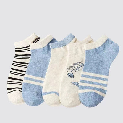 5 Pairs Socks Sets Women Elegant Retro Polyester Cotton Low Tube Women Socks Breathable Japanese Style Casual Cotton Short Sock - cikryna