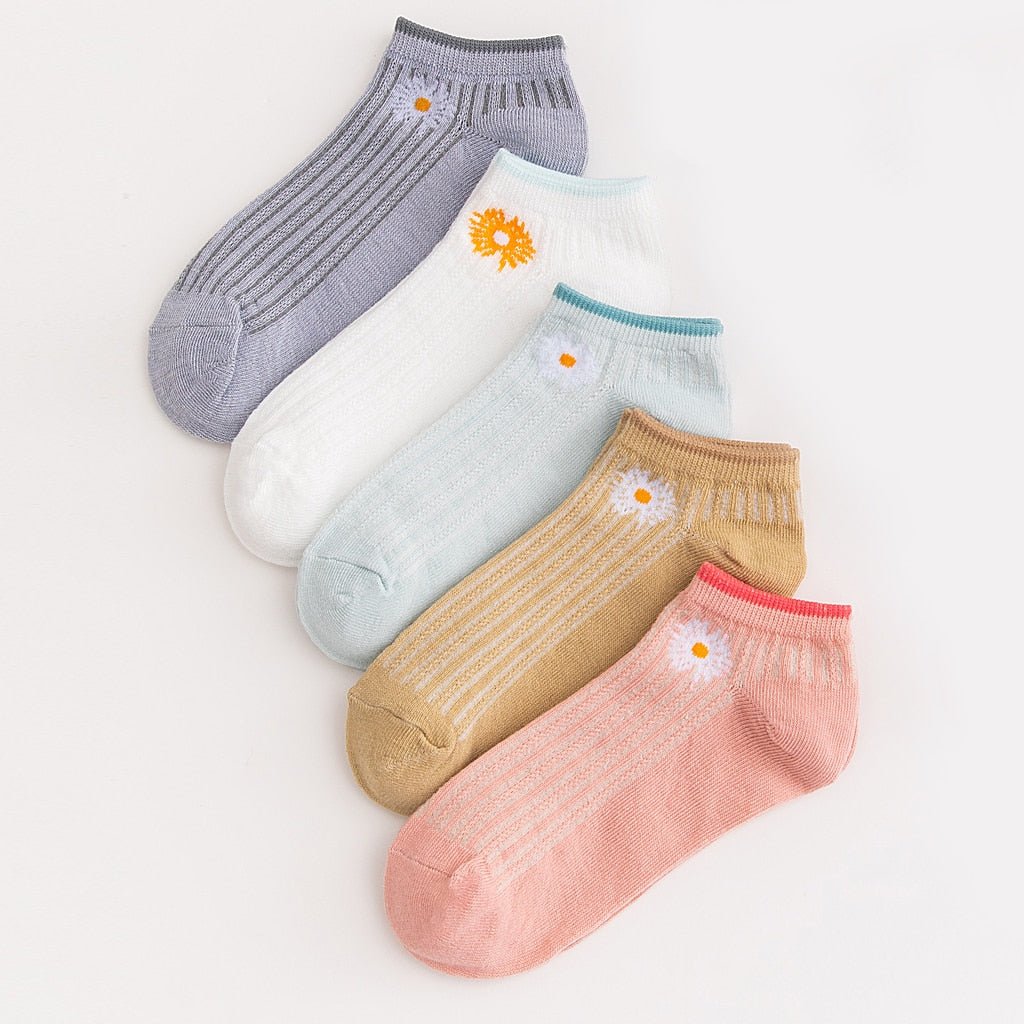 5 Pairs Socks Sets Women Elegant Retro Polyester Cotton Low Tube Women Socks Breathable Japanese Style Casual Cotton Short Sock - cikryna