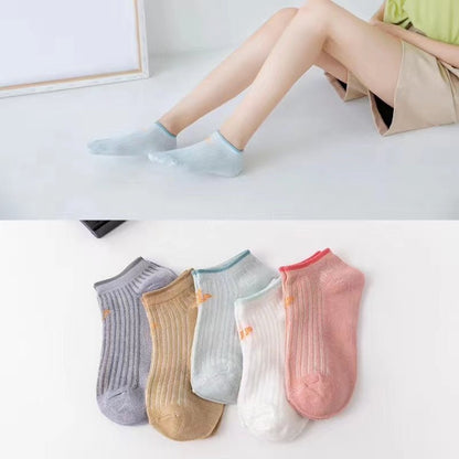 5 Pairs Socks Sets Women Elegant Retro Polyester Cotton Low Tube Women Socks Breathable Japanese Style Casual Cotton Short Sock - cikryna