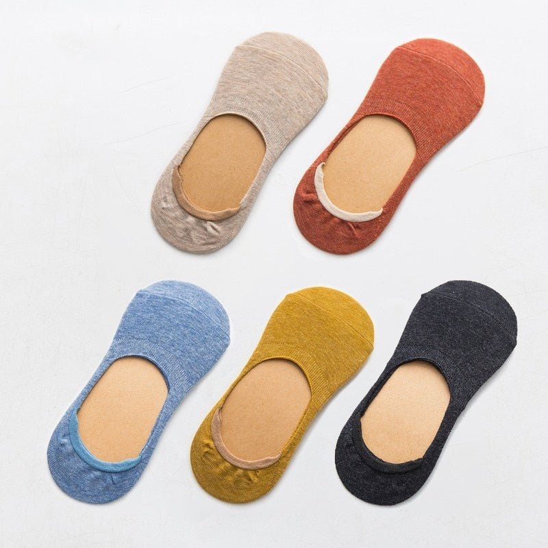 5 Pairs Spring Summer Women Socks Solid Color Fashion Wild Shallow Mouth Girls Female Invisible No Show Slipper Socks - cikryna