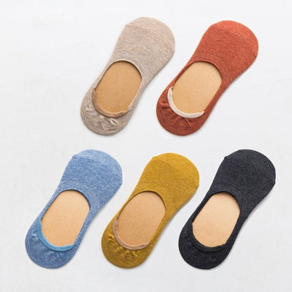 5 Pairs Spring Summer Women Socks Solid Color Fashion Wild Shallow Mouth Girls Female Invisible No Show Slipper Socks - cikryna