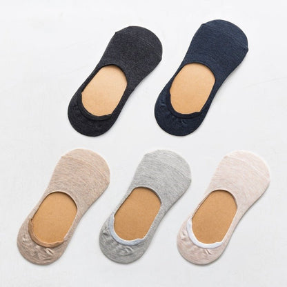 5 Pairs Spring Summer Women Socks Solid Color Fashion Wild Shallow Mouth Girls Female Invisible No Show Slipper Socks - cikryna