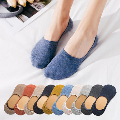 5 Pairs Spring Summer Women Socks Solid Color Fashion Wild Shallow Mouth Girls Female Invisible No Show Slipper Socks - cikryna