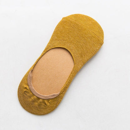 5 Pairs Spring Summer Women Socks Solid Color Fashion Wild Shallow Mouth Girls Female Invisible No Show Slipper Socks - cikryna