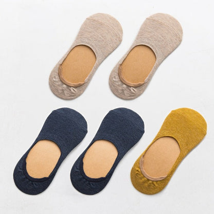 5 Pairs Spring Summer Women Socks Solid Color Fashion Wild Shallow Mouth Girls Female Invisible No Show Slipper Socks - cikryna