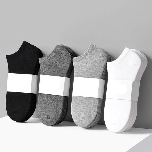 5 Pairs/Lot Low Cut Men Socks Solid Color Black White Gray Breathable Cotton Sports Socks Male Short Socks Women Men - cikryna