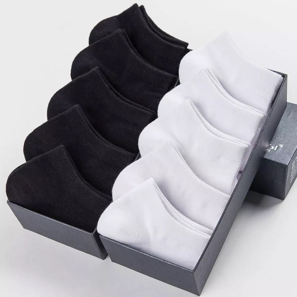 5 Pairs/Lot Low Cut Men Socks Solid Color Black White Gray Breathable Cotton Sports Socks Male Short Socks Women Men - cikryna