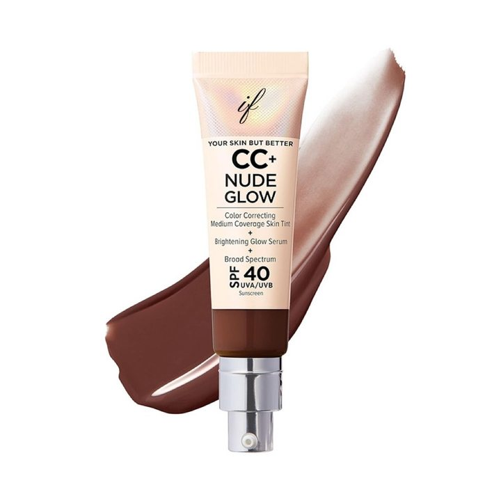 ✅Official Store:| 60% OFF Nude Glow SPF40 w/ Luxe Brush Foundation Makeup Sunscreen Base Coverage Niacinamide