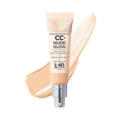 Official Store:| 60% OFF Nude Glow SPF40 w/ Luxe Brush Foundation Makeup Sunscreen Base Coverage Niacinamide