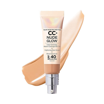 Official Store:| 60% OFF Nude Glow SPF40 w/ Luxe Brush Foundation Makeup Sunscreen Base Coverage Niacinamide