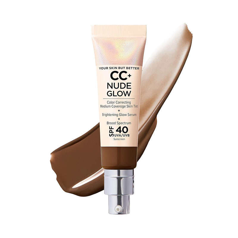 Official Store:| 60% OFF Nude Glow SPF40 w/ Luxe Brush Foundation Makeup Sunscreen Base Coverage Niacinamide