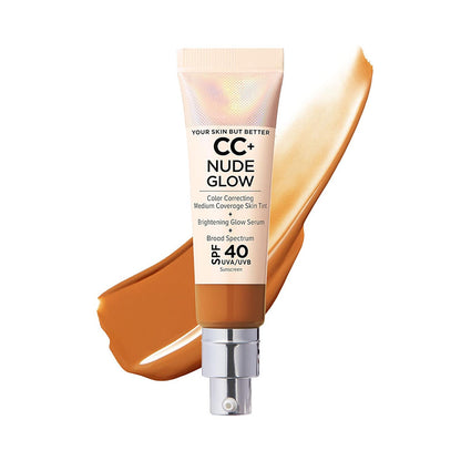 Official Store:| 60% OFF Nude Glow SPF40 w/ Luxe Brush Foundation Makeup Sunscreen Base Coverage Niacinamide