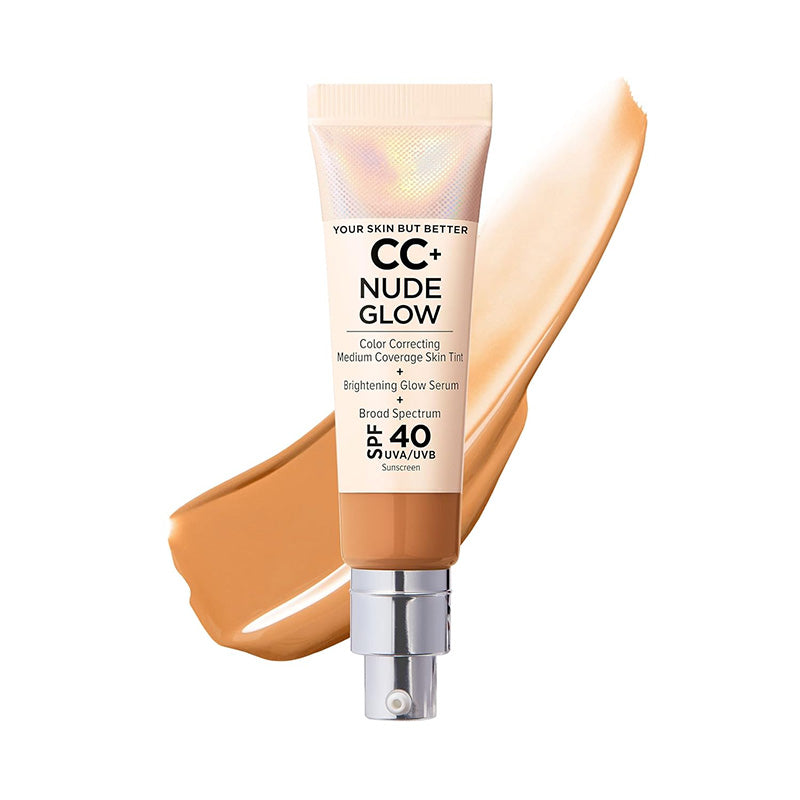 Official Store:| 60% OFF Nude Glow SPF40 w/ Luxe Brush Foundation Makeup Sunscreen Base Coverage Niacinamide