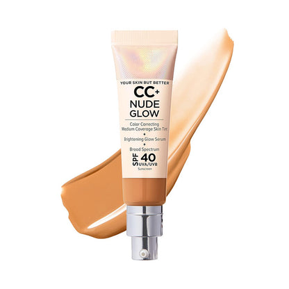 Official Store:| 60% OFF Nude Glow SPF40 w/ Luxe Brush Foundation Makeup Sunscreen Base Coverage Niacinamide