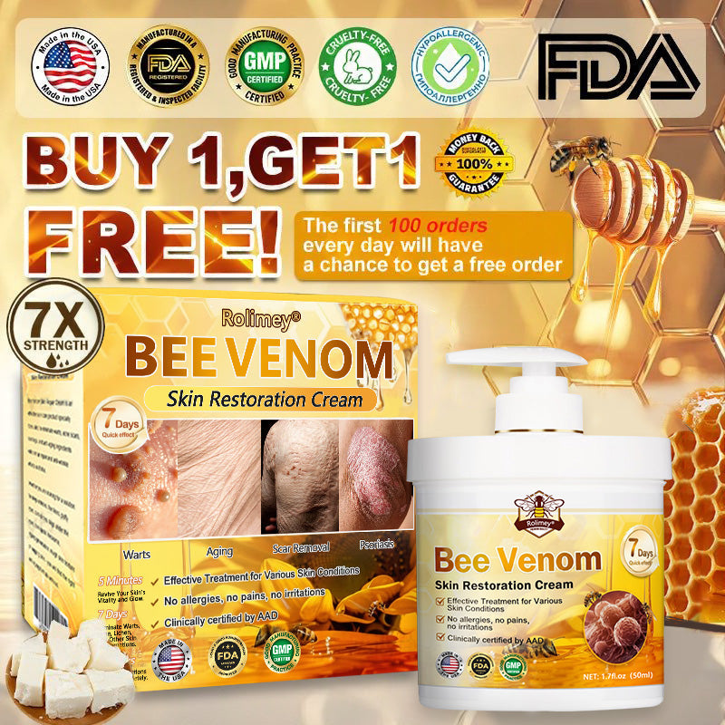 🐝💖FDA Approved|Rolimey® Bee Venom Skin Restoration Cream (Anti-aging, Hydrating, Skin Repair, Even Tone, Acne and Dark Spot Treatment, Wart and Mole Removal, Psoriasis Relief)