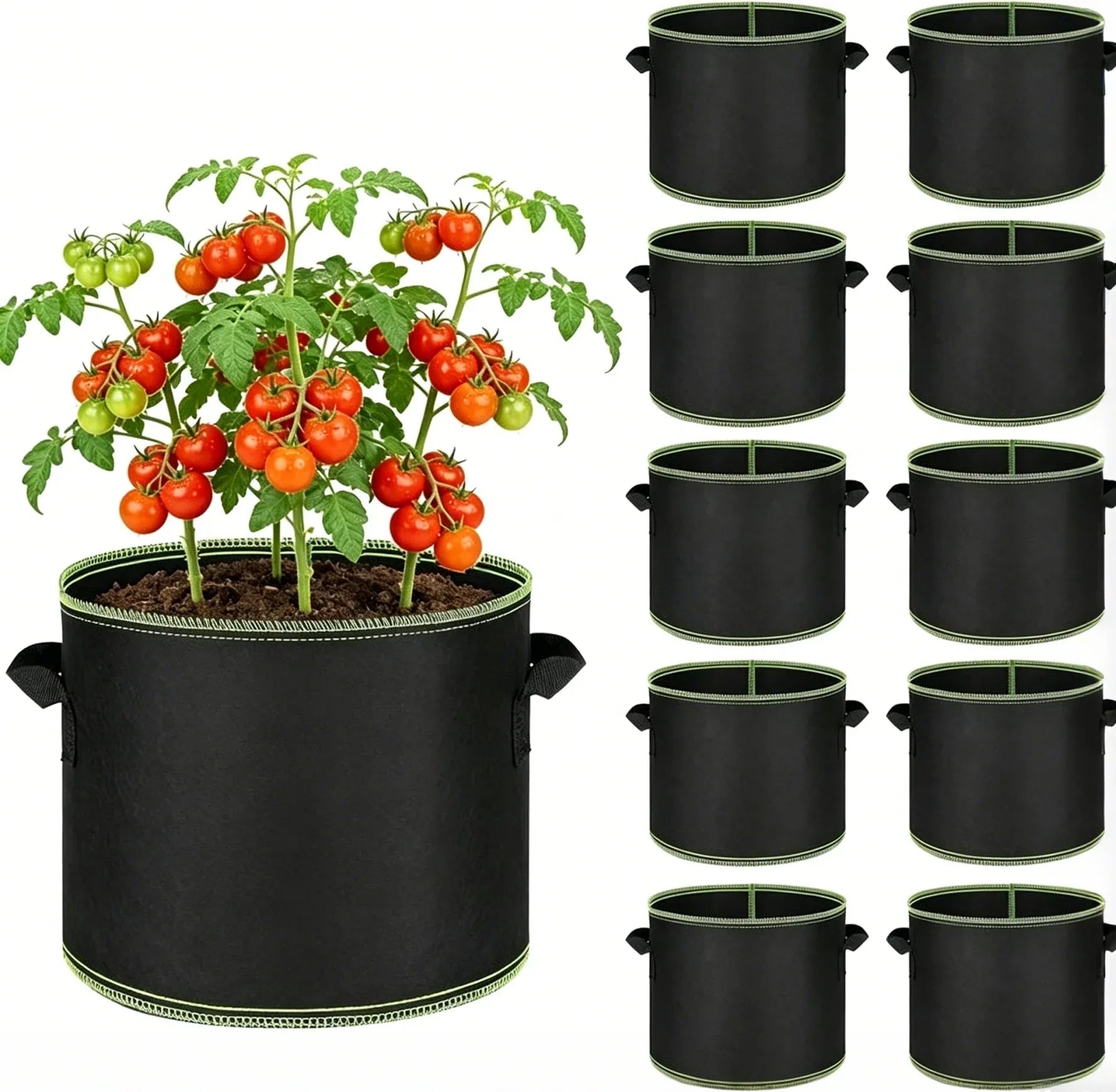 🌱Elyviana 5-Pack 5 Gallon Grow Bags – Heavy Duty Aeration Fabric Pots🪴 upsell - cikryna