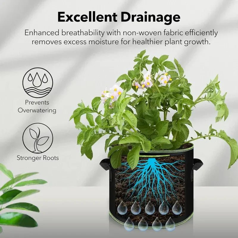🌱Elyviana 5-Pack 5 Gallon Grow Bags – Heavy Duty Aeration Fabric Pots🪴 upsell - cikryna
