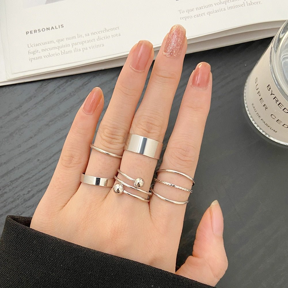 Fashion Jewelry Rings Set Hot Selling Metal Hollow Round Opening Women Finger Ring for Girl Lady Party Wedding Gifts - cikryna