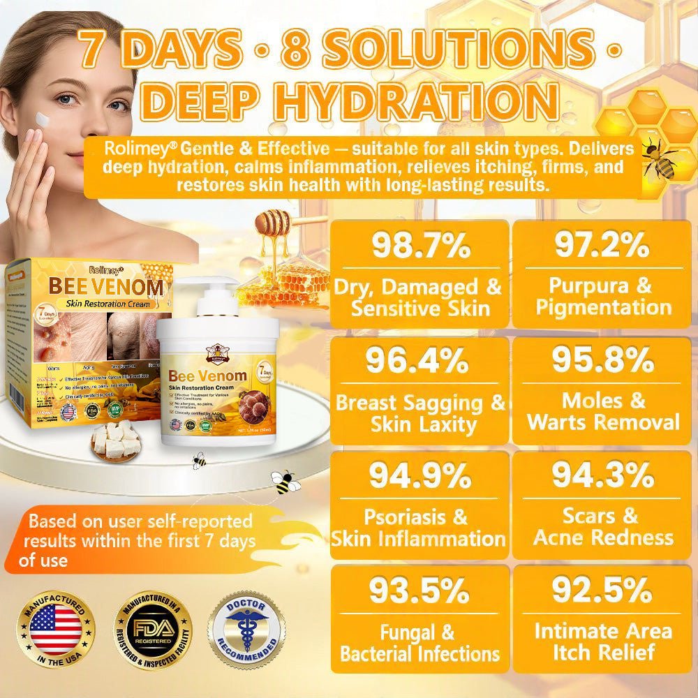 🐝💖FDA Approved|Rolimey® Bee Venom Skin Restoration Cream (Anti - aging, Hydrating, Skin Repair, Even Tone, Acne and Dark Spot Treatment, Wart and Mole Removal, Psoriasis Relief) - cikryna