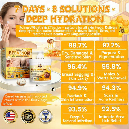 🐝💖FDA Approved|Rolimey® Bee Venom Skin Restoration Cream (Anti - aging, Hydrating, Skin Repair, Even Tone, Acne and Dark Spot Treatment, Wart and Mole Removal, Psoriasis Relief) - cikryna
