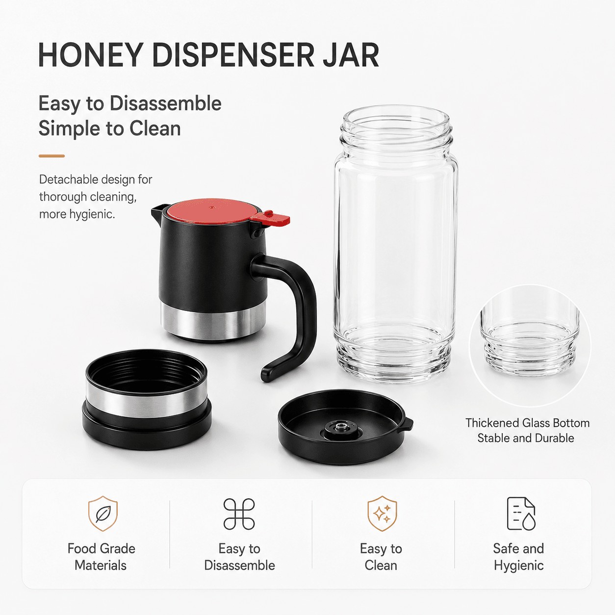 🎈🌷High-borosilicate glass honey jar, press-type dispenser🌷 - cikryna