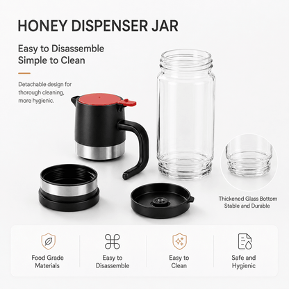 🎈🌷High-borosilicate glass honey jar, press-type dispenser🌷 - cikryna