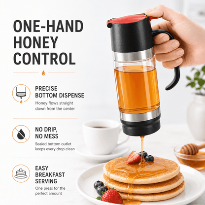 🎈🌷High-borosilicate glass honey jar, press-type dispenser🌷 - cikryna