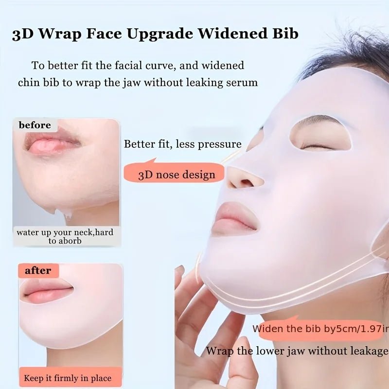 Silicone mask cover, ear - mounted fixed mask to moisturize and absorb essence, reusable facial care tool - cikryna