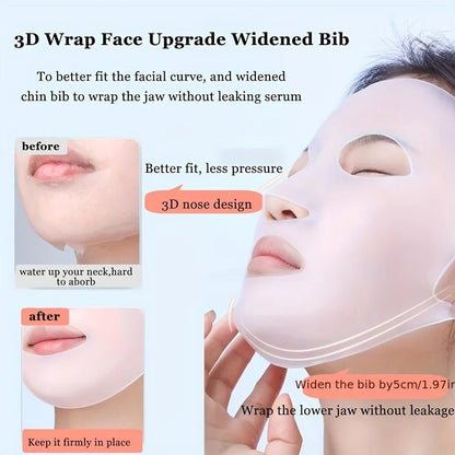 Silicone mask cover, ear - mounted fixed mask to moisturize and absorb essence, reusable facial care tool - cikryna