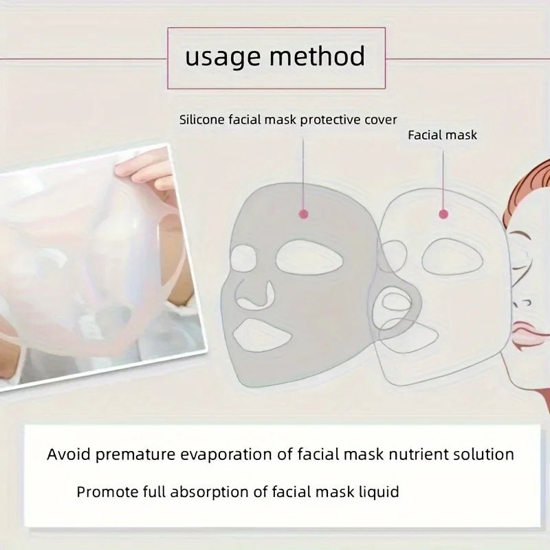 Silicone mask cover, ear - mounted fixed mask to moisturize and absorb essence, reusable facial care tool - cikryna