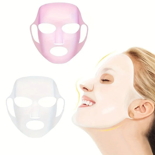 Silicone mask cover, ear - mounted fixed mask to moisturize and absorb essence, reusable facial care tool - cikryna